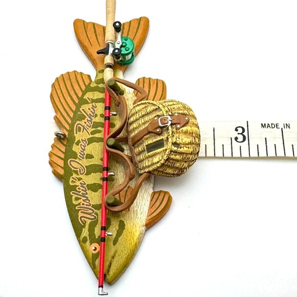 Hallmark Wishin I Was Fishin 2014 Keepsake Ornament 4" Fishing Theme Decor - Picture 3 of 7